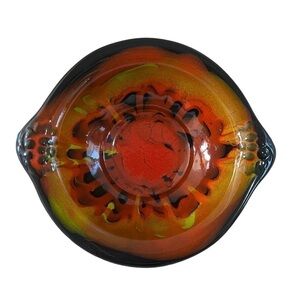 Cali Style Ceramic Bowl Deep Serving Dish Stamped 1108 Black Red Orange U.S.A.